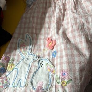 Mud Pie Pink Gingham Dress with Bunny and Butterfly